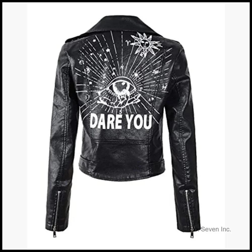 Faux Leather Punk Biker Jacket with Belt and Rivet Decoration - Picture 2 of 7